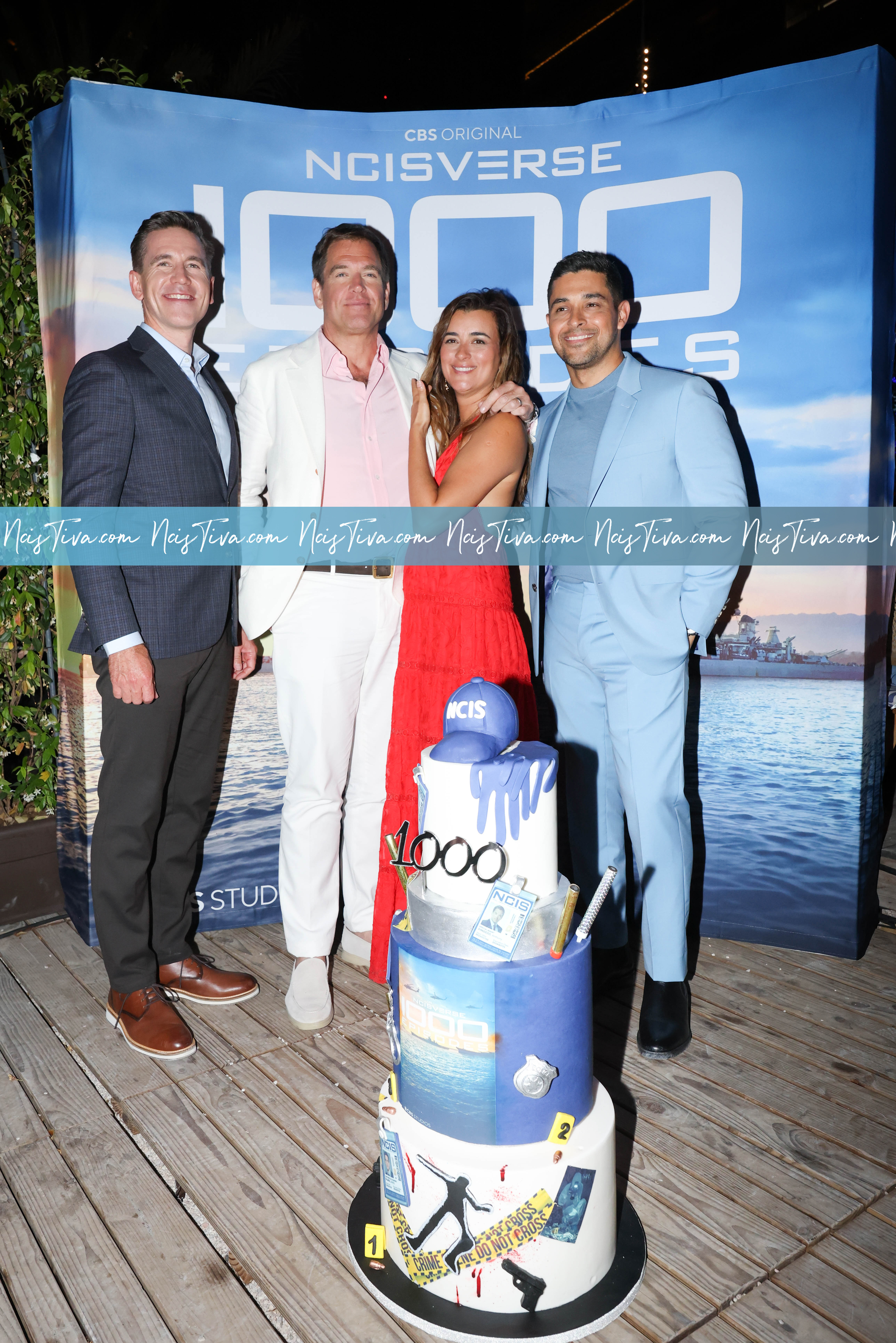 Michael Weatherly, Cote de Pablo, Brian Dietzen and Wilmer Valderrama celebrate a thousand episodes of 'NCIS' during the 63rd Monte-Carlo Television Festival.