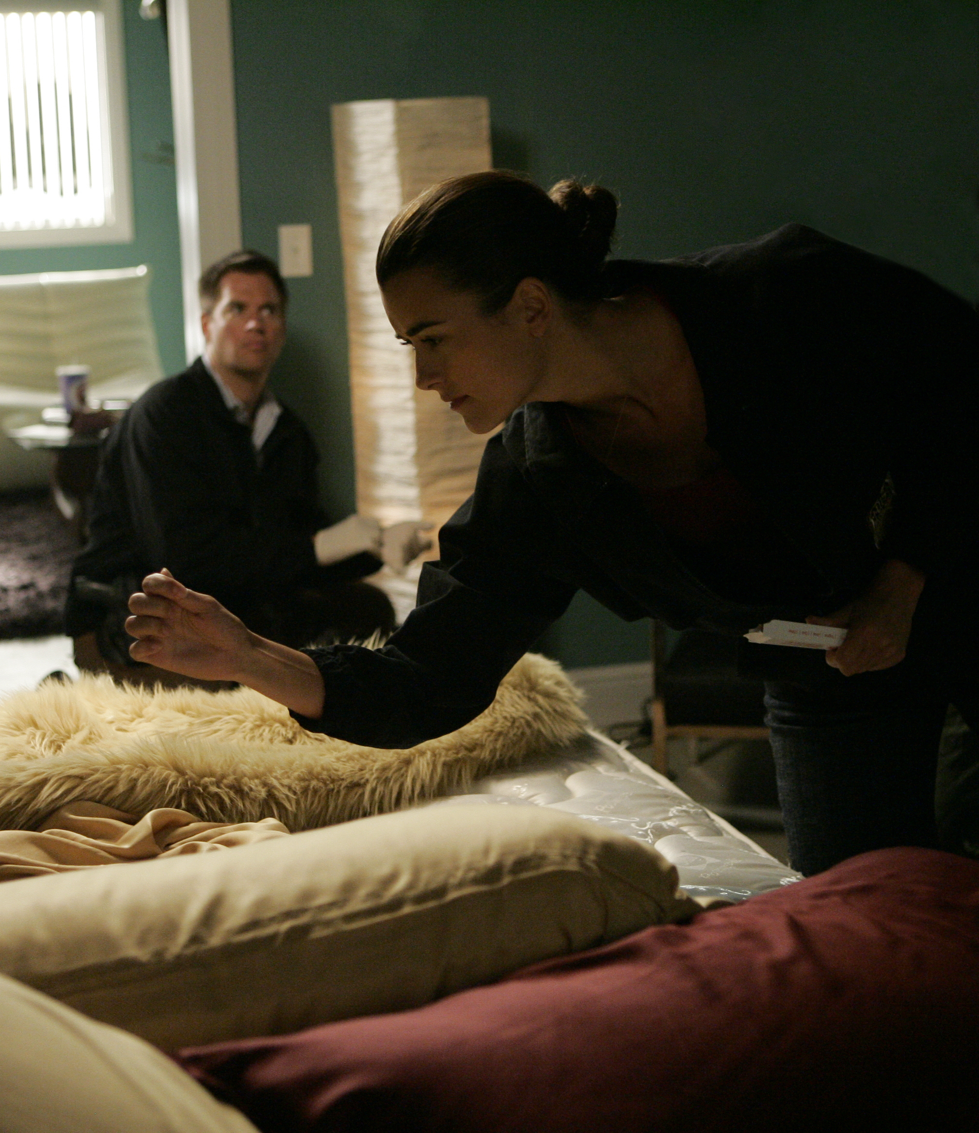 Michael Weatherly as Anthony DiNozzo and Cote de Pablo as Ziva David  