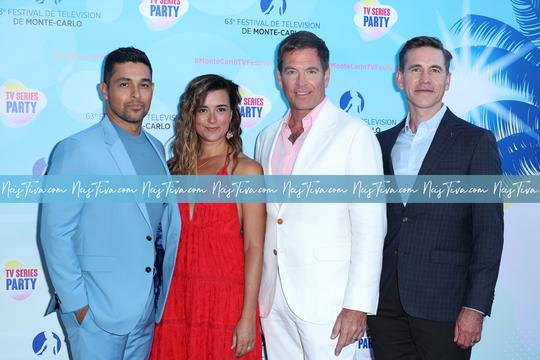 Wilmer Valderrama, Cote de Pablo, Michael Weatherly, and Brian Dietzen attend the Red Carpet during the 63rd Monte-Carlo Television Festival