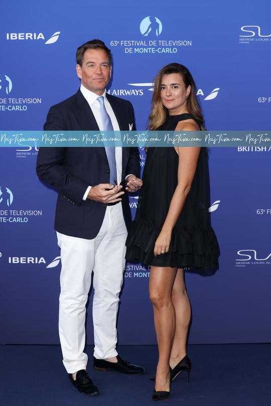 Michael Weatherly with Cote de Pablo during the opening ceremony of the 63th Monte-Carlo Television Festival in Monaco, on June 14, 2024.