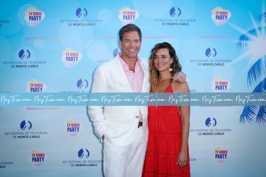 Michael Weatherly and Cote de Pablo attend the Red Carpet during the 63rd Monte-Carlo Television Festival